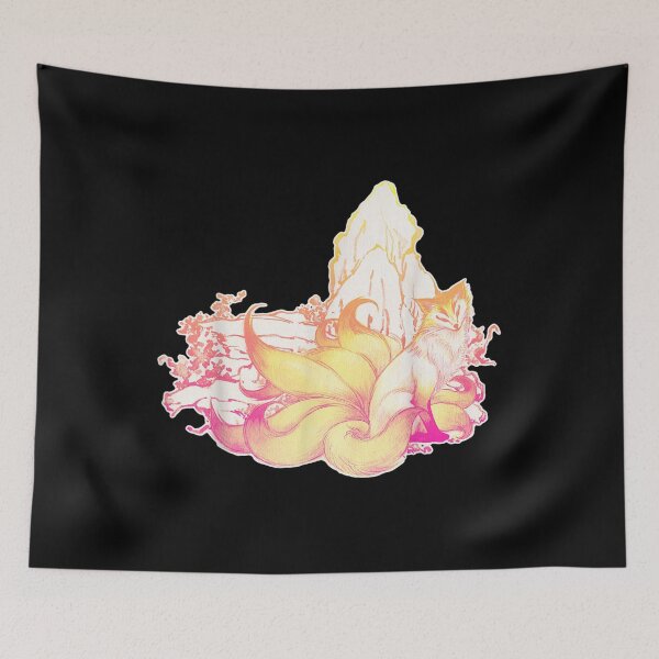 Item preview,  Nine Tailed Fox Traditional Japanese Painting Style Hot Pink designed and sold by paudels.