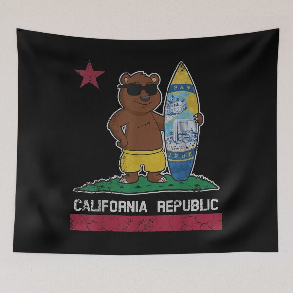 Item preview,  Santa Ana California Republic Flag Surfer Bear designed and sold by bessiey23.