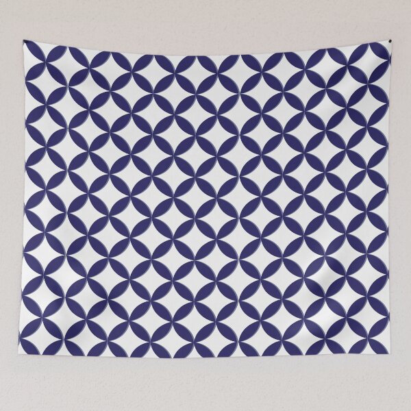 Item preview, Hamptons Navy Blue and White Geometric Circles Pattern designed and sold by HotHibiscus.