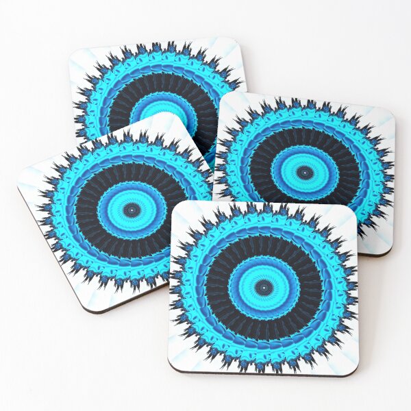 Item preview, Smart blue circular ornament. Fractal kaleidoscope print. designed and sold by mauscraft.