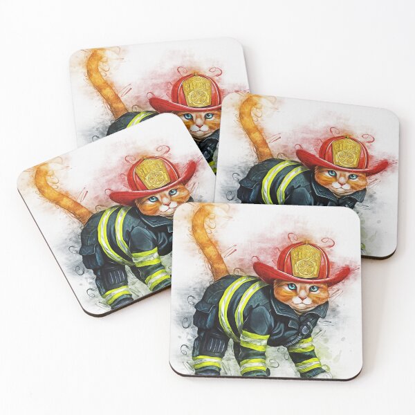 Item preview, Fireman Cat Art designed and sold by MitchellAK.