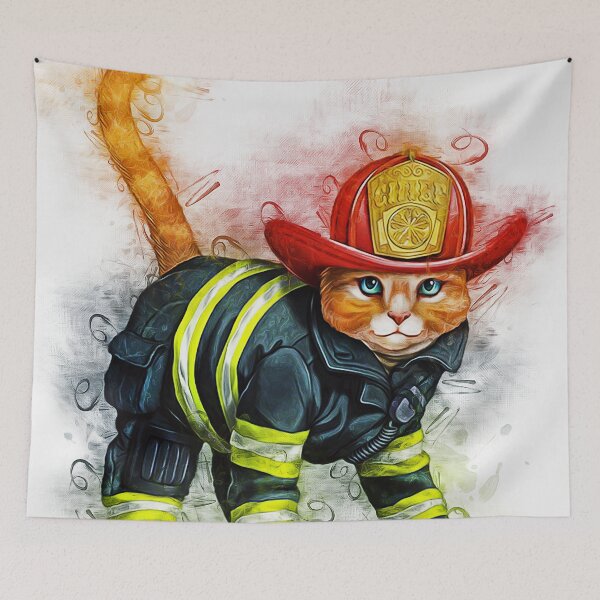 Item preview, Fireman Cat Art designed and sold by MitchellAK.