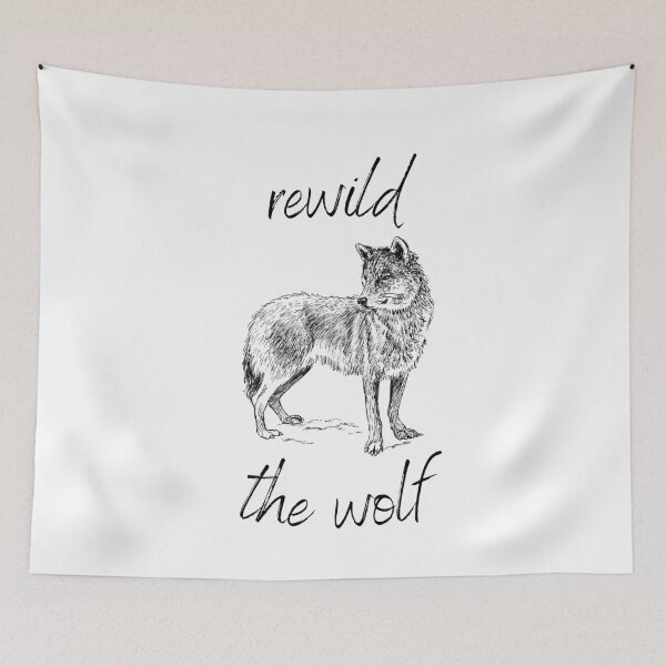 Item preview, Rewild the Wolf Rewilding Conservation (Black Text) designed and sold by chloeinca.