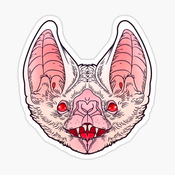 Cute But Creepy Albino Vampire Bat Face Sticker