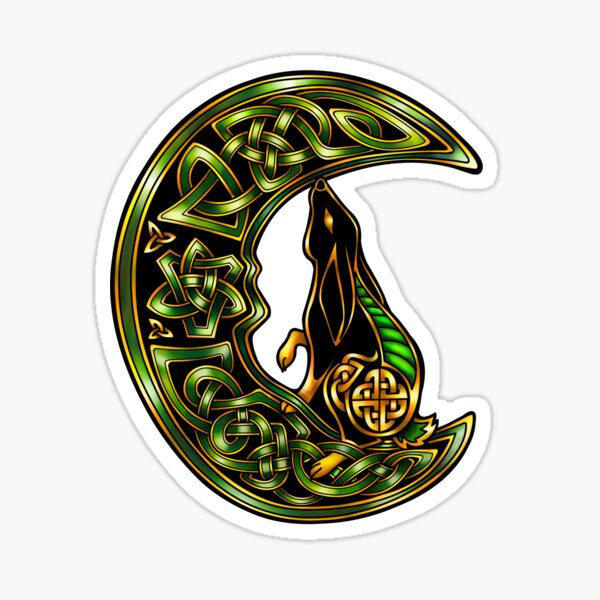 Black Celtic Hare Sticker