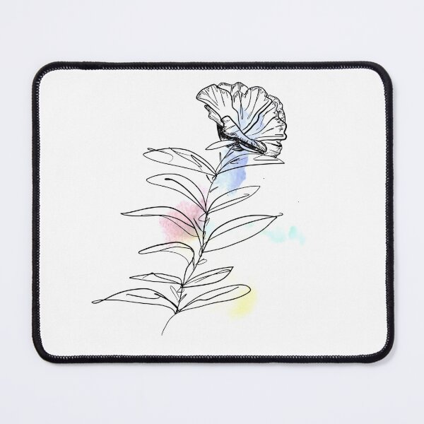 Item preview, Black line abstract flower on Watercolour background designed and sold by Arch4Design.