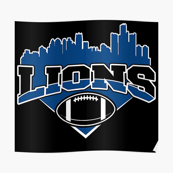 Detroit Lions Sports Poster, Detroit LIONS Artwork, Lions in front of –  McQDesign