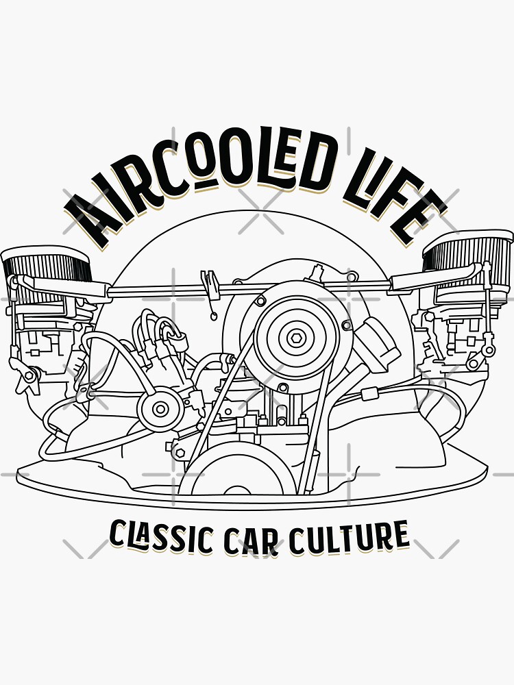 "Aircooled Life Classic Car Culture (Type 1 engine)" Sticker for Sale
