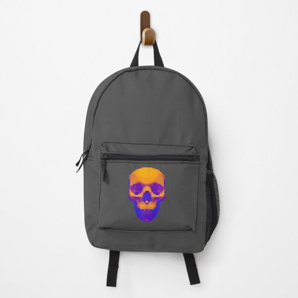 Artikelvorschau, Hellorange-blauer Hexagon Skull Premium entworfen und verkauft von NutaBaco.