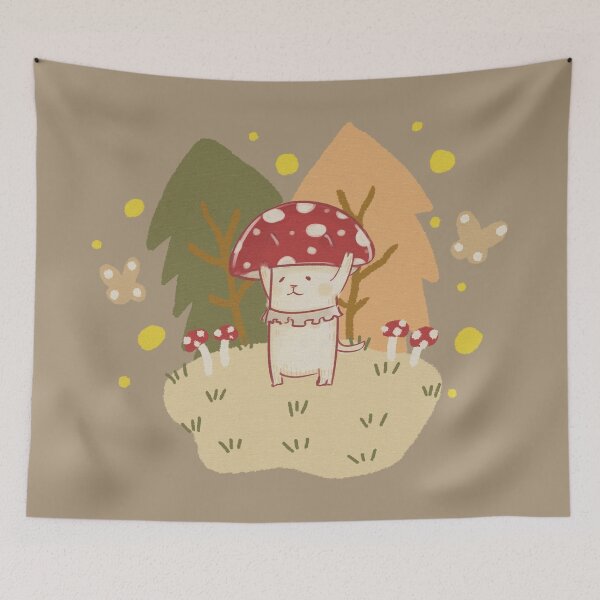Item preview, Mushroom cat in the fairy forest  designed and sold by Sweets-trolley.