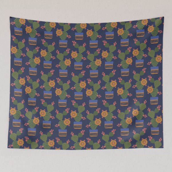 Item preview, Cactus Pot Plants in a navy sky designed and sold by FrancesPoff.