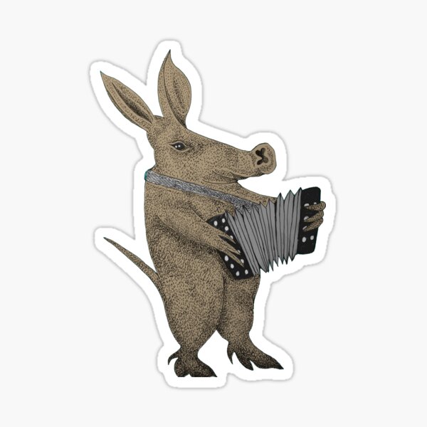 A is for Aardvark playing the Accordion Sticker