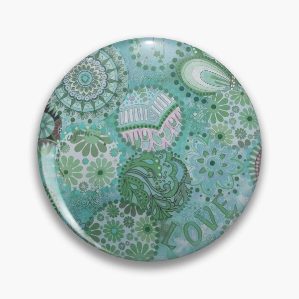 Item preview, turquoise mandala with love flowers designed and sold by carole legeron.