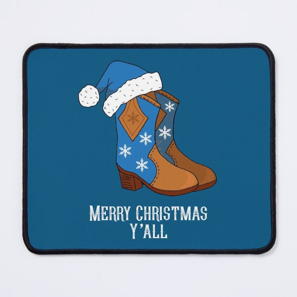 Artikelvorschau, Frohe Weihnachten, ihr alle, blaue Country-Cowboystiefel entworfen und verkauft von HotHibiscus.