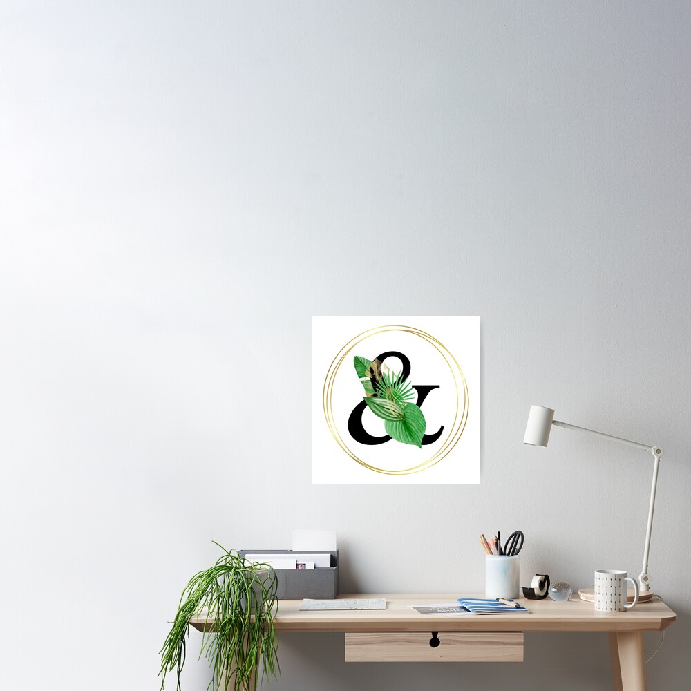 monogram-alphabet-gold-green-black-tropical-letters-poster-by-jaymespagepub-redbubble