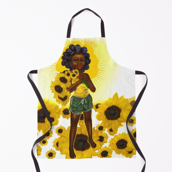 Artikelvorschau, Anime-Afro-Anime-Sonnenblume mit Kriegerprinzessin und Bantu-Knoten – schönes Mädchen mit Afro-Haaren, braunen Augen und dunkelbrauner Haut entworfen und verkauft von Artonmytee.