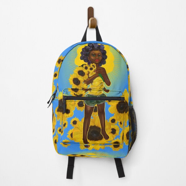Artikelvorschau, Anime-Afro-Anime-Sonnenblume mit Kriegerprinzessin und Bantu-Knoten – schönes Mädchen mit Afro-Haaren, braunen Augen und dunkelbrauner Haut entworfen und verkauft von Artonmytee.