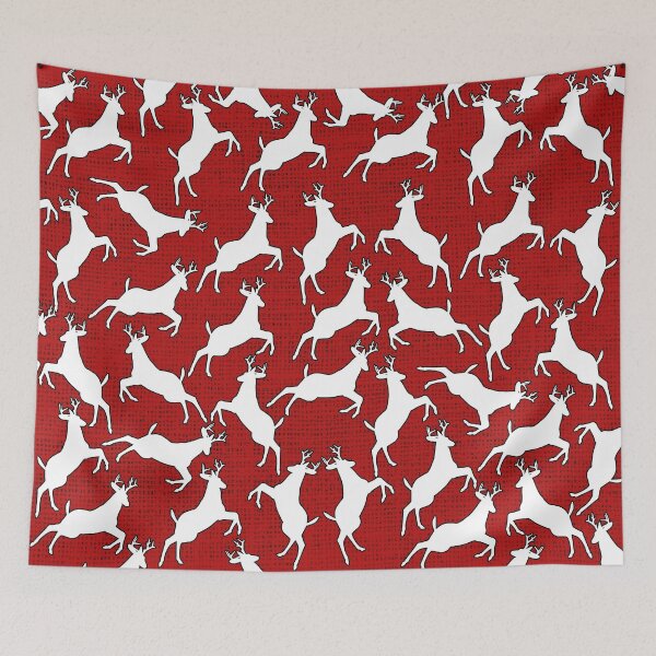 Item preview, Christmas Reindeer On Red Burlap Texture designed and sold by LashCreations.