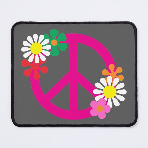 Artikelvorschau, Rosa Hippie-Friedenssymbol und Blumen entworfen und verkauft von HotHibiscus.