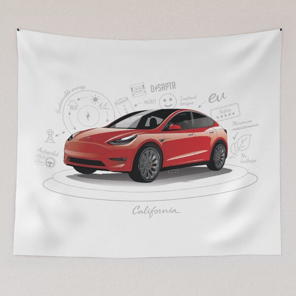 Item preview, Tesla Model Y Original Fan Art serial number: TMY001REDW designed and sold by valrusc.