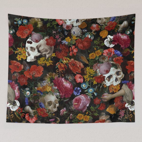 Item preview, Vintage Skulls and Dutch Flowers  Botanical Night Garden Nightgarden designed and sold by UtArt.