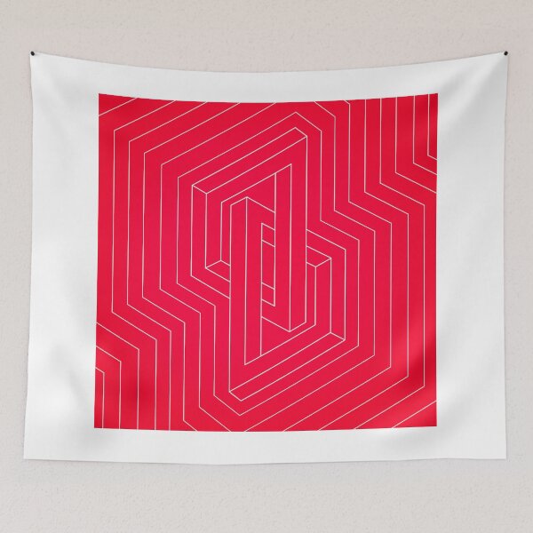 Item preview, Modern minimal Line Art / Geometric Optical Illusion - Red Version  designed and sold by badbugs.