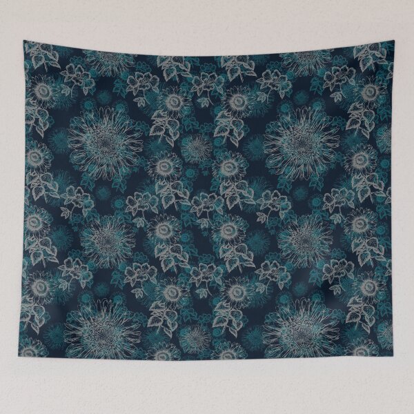 Item preview, Floral Silver And Blue Pattern designed and sold by LRGraphics.