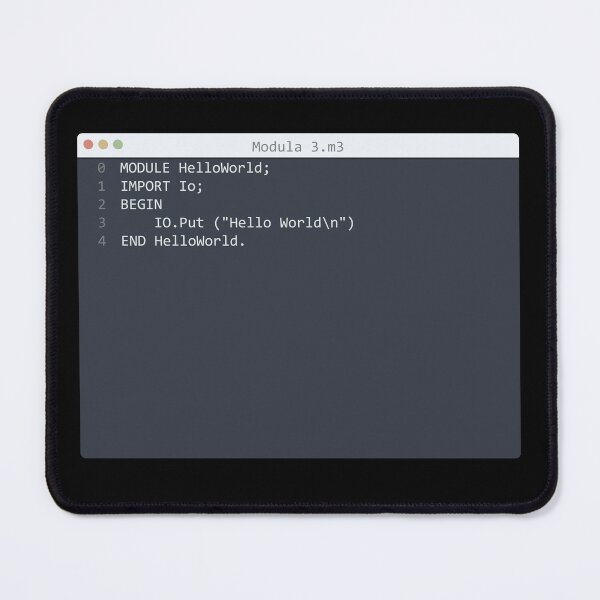 Artikelvorschau, . Modula 3 language Hello World program sample in editor window entworfen und verkauft von IuriiVlasenko.
