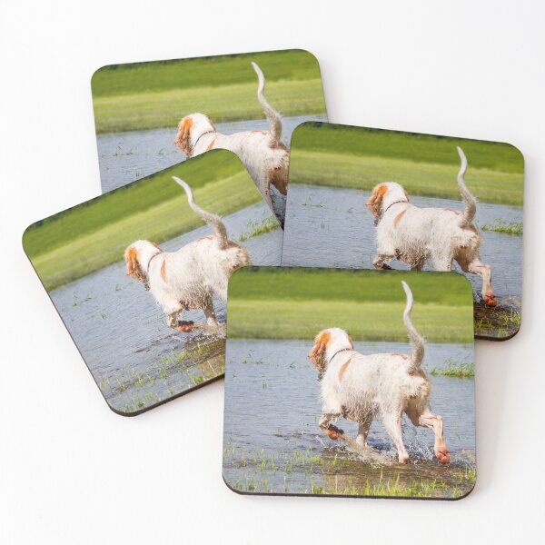 Item preview, Tail in the air Splashing Spinone designed and sold by FOLK ART FUSION by heidiannemorris.
