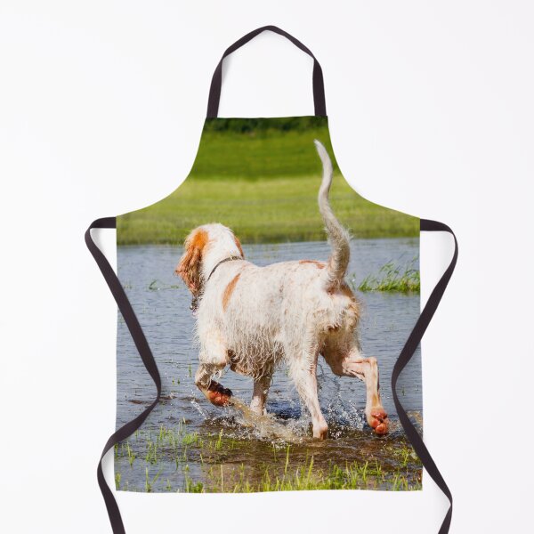 Item preview, Tail in the air Splashing Spinone designed and sold by FOLK ART FUSION by heidiannemorris.