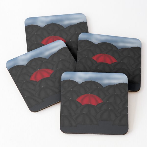 Item preview, Red in a Black Sea of Umbrellas  designed and sold by HolidayBug.