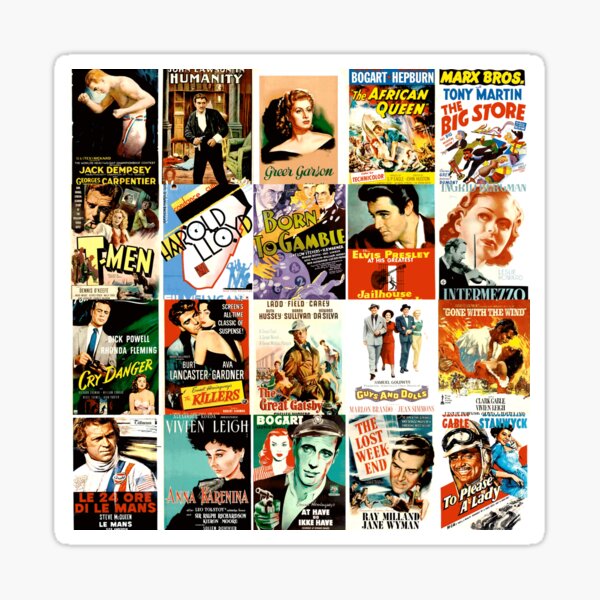 Vintage film poster mosaic collage Sticker