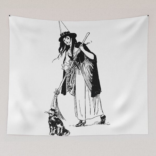 Item preview, Vintage Witch and her cat Illustration  designed and sold by Bellathewilde.