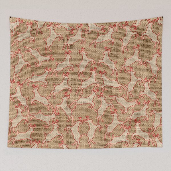Item preview, Cute Christmas Reindeer Pattern On Burlap Background designed and sold by LashCreations.