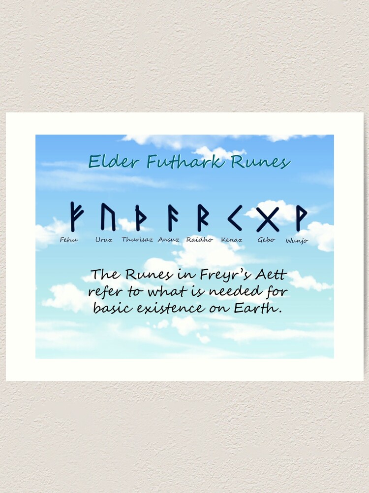 "Elder Futhark Runes Freyr's Aett" Art Print for Sale by