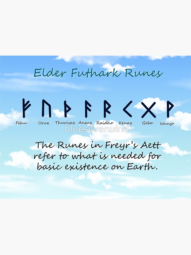 "Elder Futhark Runes Freyr's Aett" Poster by bluesilverwind Redbubble