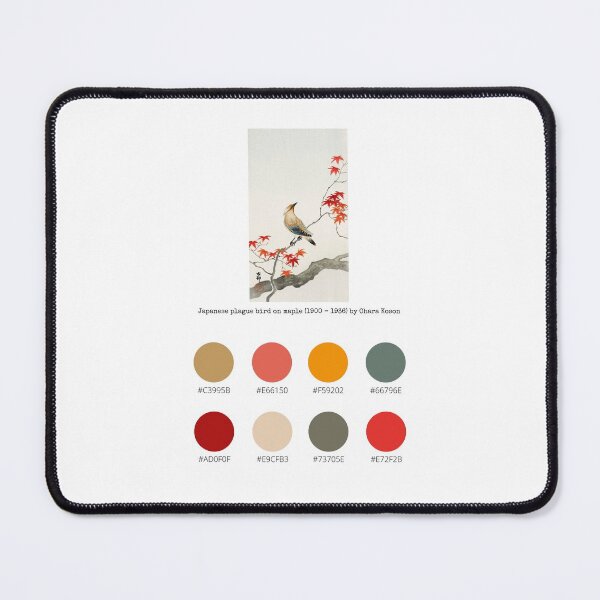 Item preview, Colour Palette of Japanese plague bird on maple (1900 - 1936) by Ohara Koson designed and sold by CoffeewithAnh.
