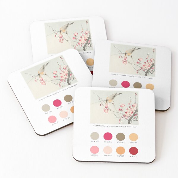 Item preview, Colour Palette of Songbird on blossom branch (1900 - 1936) by Ohara Koson designed and sold by CoffeewithAnh.