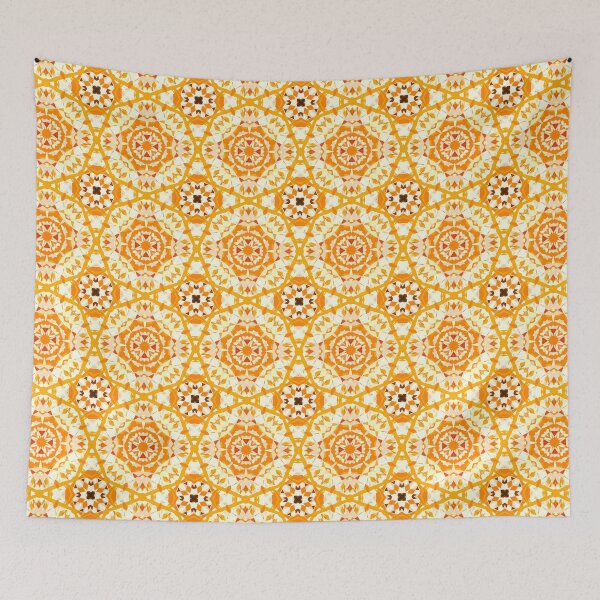 Item preview, Bright Sunny Orange Summer Autumn Fall Halloween Bonfire Night Diwali Cheerful Starburst Pattern - Retro Seventies Inspired Art designed and sold by PatternPerfect.