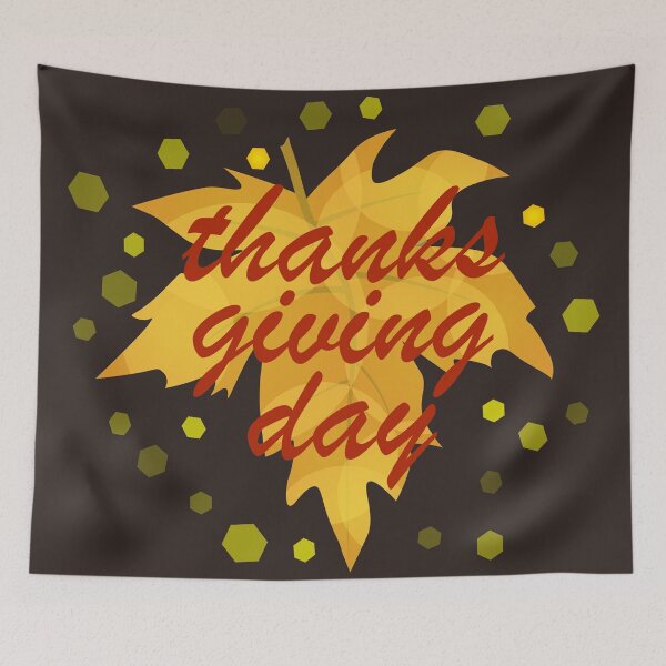 Item preview, Thanksgiving day greeting on autumn leaf designed and sold by CutieBlue.