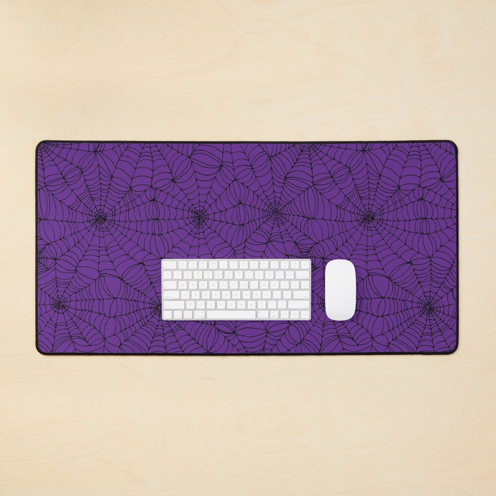 Spider web pattern - purple and black - Halloween pattern by Cecca Designs Mouse Pad
