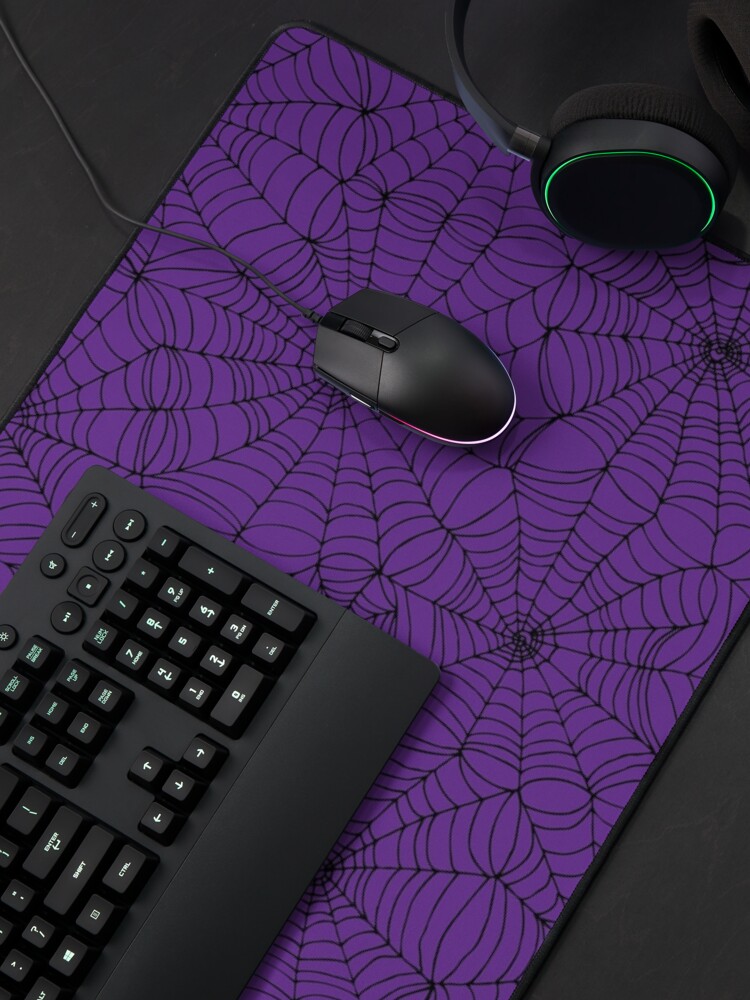 Alternate view of Spider web pattern - purple and black - Halloween pattern by Cecca Designs Mouse Pad