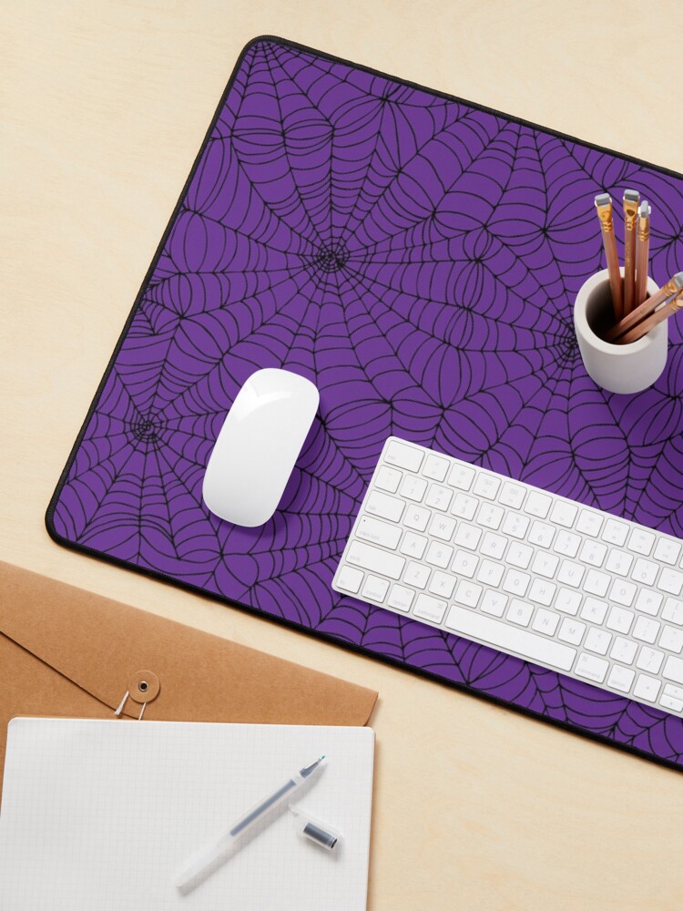 Alternate view of Spider web pattern - purple and black - Halloween pattern by Cecca Designs Mouse Pad