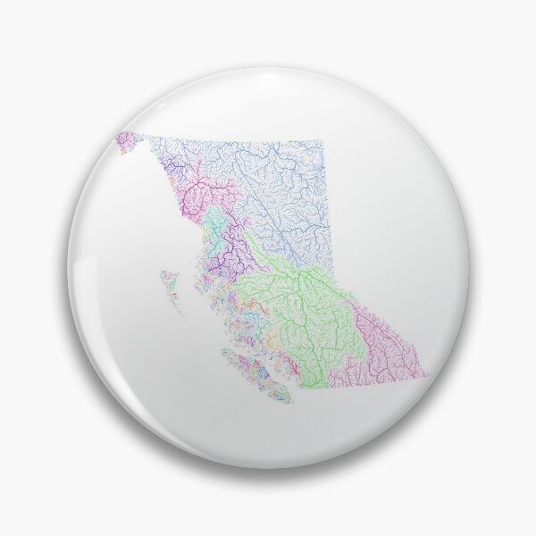 Item preview, British Columbia River Basin Map in Rainbow Colours with White Background designed and sold by GrasshopperGeo.