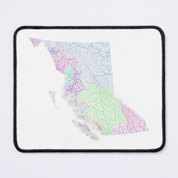 Item preview, British Columbia River Basin Map in Rainbow Colours with White Background designed and sold by GrasshopperGeo.