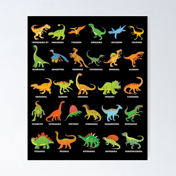 Artikel-Vorschau von Beliebte Dinosaurierarten Dino T-Rex Velociraptor Triceratops Dinosaurier, designt und verkauft von samshirts.