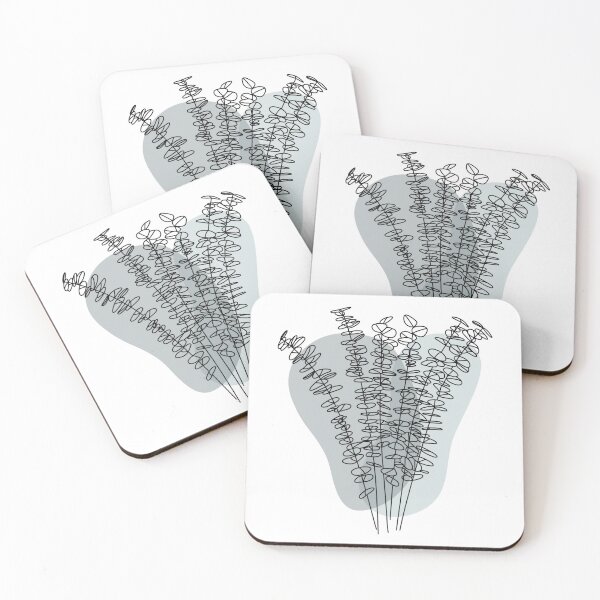 Item preview, Baby Blue Eucalyptus Line Drawing with Modern Colors designed and sold by makesbymiss.