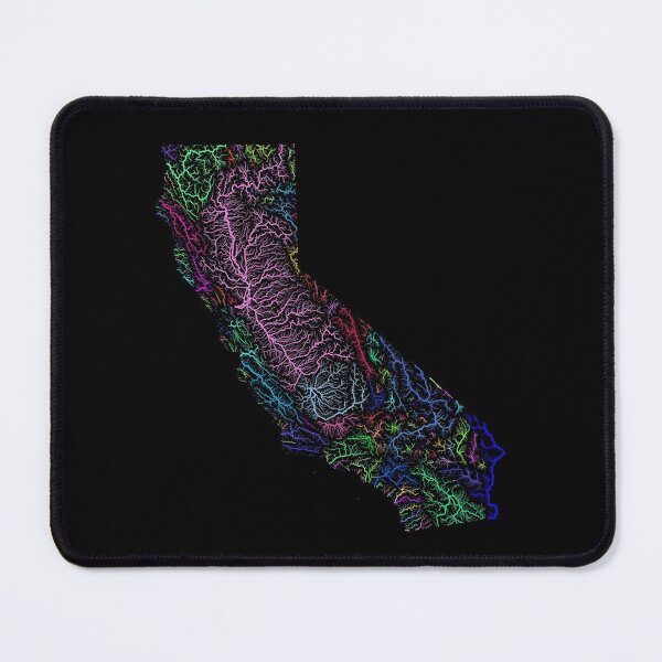 Item preview, California River Basin Map in Rainbow Colours with Black Background designed and sold by GrasshopperGeo.