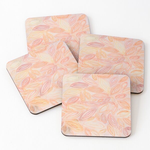 Item preview, Watercolor leaves, autumn fall, in pale light pastel terra cotta beige orange peach tan yellow designed and sold by djrunnels.