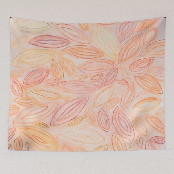 Item preview, Watercolor leaves, autumn fall, in pale light pastel terra cotta beige orange peach tan yellow designed and sold by djrunnels.